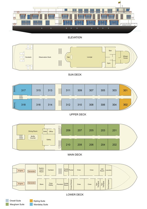 Cabin layout for Irrawaddy Explorer