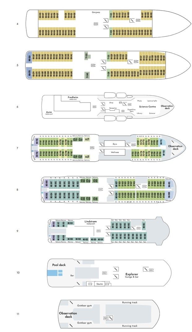 Cabin layout for Roald Amundsen